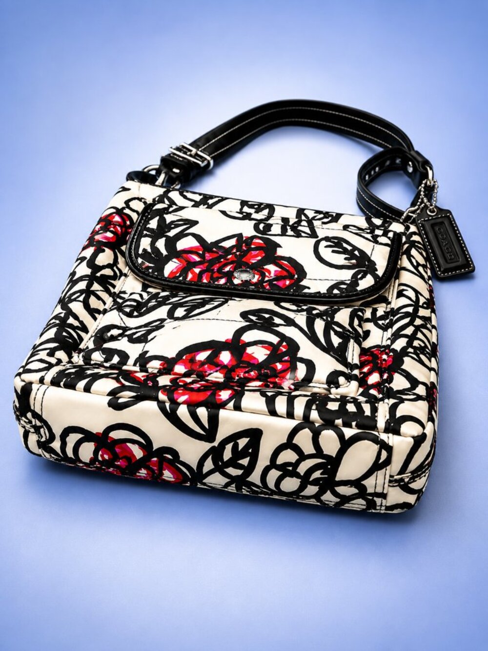 COACH Poppy Floral Graffiti Glam Crossbody Shoulder Bag with Hang Tag - 2011 Y2K - Picture 5 of 16